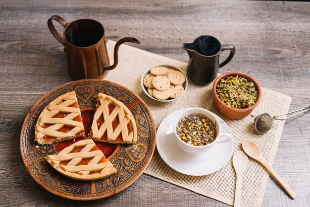 Chamomile tea and desserts