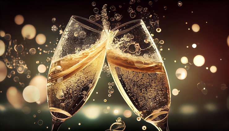 Free Photo champagne celebration alcohol drink and liquid bubble up generated by ai
