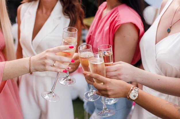 champagne in girl's hands