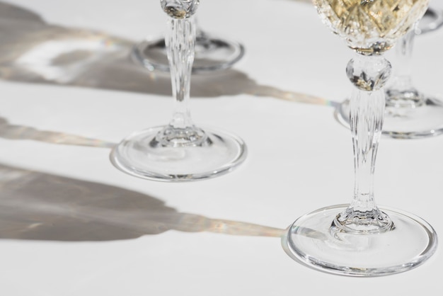 Champagne glasses with shadows