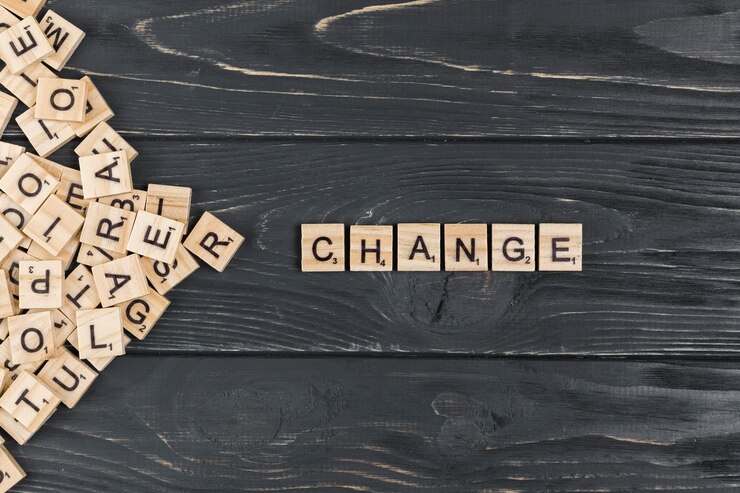Free Photo change word on wooden background