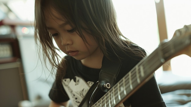 Foto gratuita personaggio che suona la chitarra elettrica