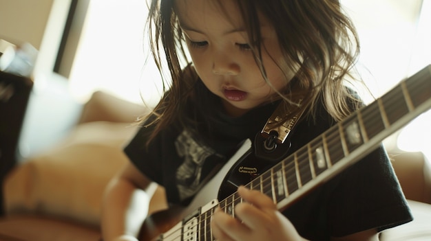 Foto gratuita personaggio che suona la chitarra elettrica