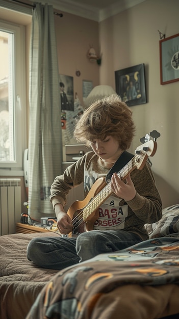 Character  playing electric guitar