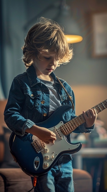 Free photo character playing electric guitar