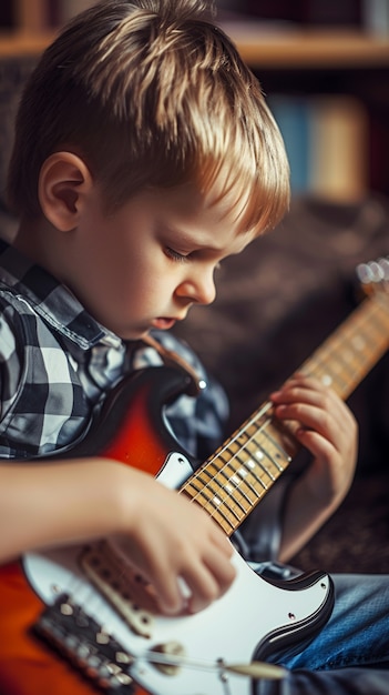 Foto gratuita personaggio che suona la chitarra elettrica