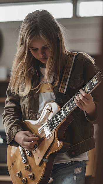 Character playing electric guitar