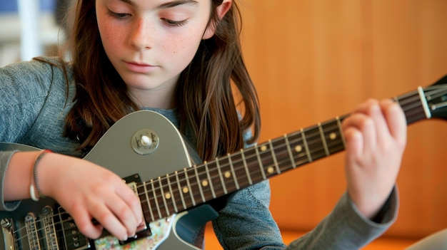 Character playing electric guitar