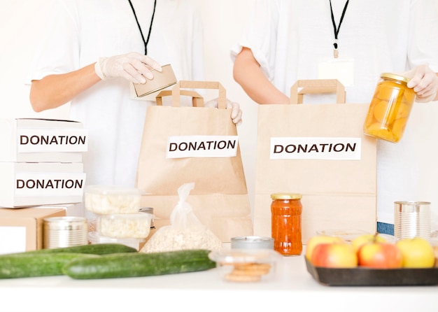 Charity bags being prepared for donation