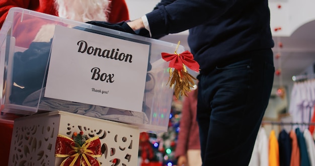 Free photo charity box in xmas adorn clothing store