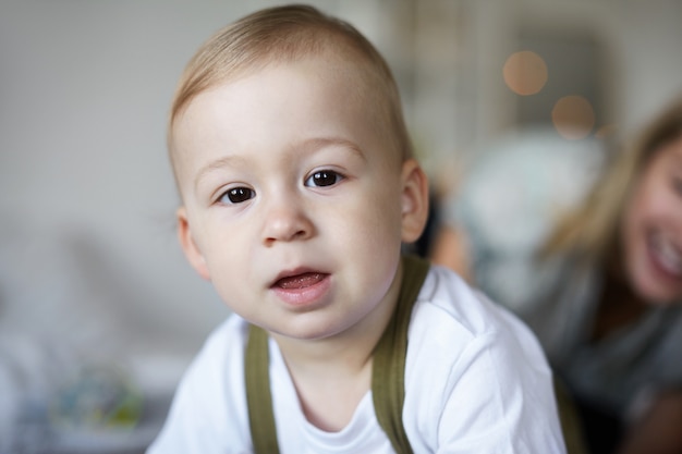 Charming adorable infant boy posing