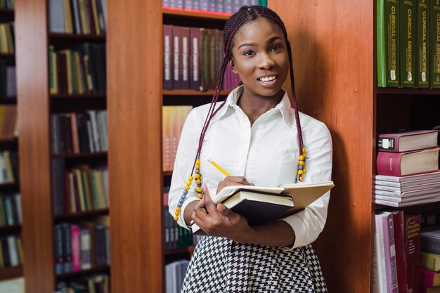 Charming black model with notepad