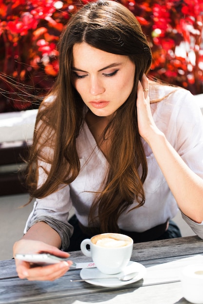 Charming brunette with long shiny hair