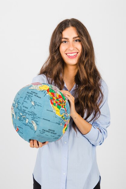 Charming woman with soft globe