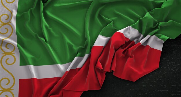 Chechen Republic Flag Wrinkled On Dark Background 3D Render