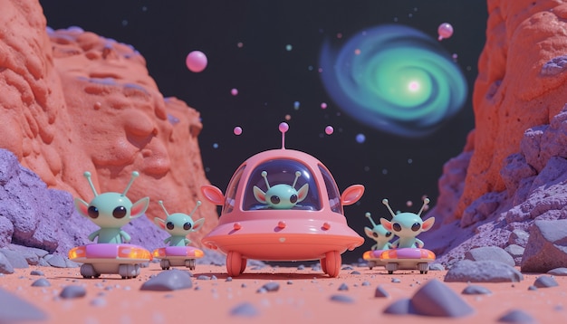 cheerful 3d alien world