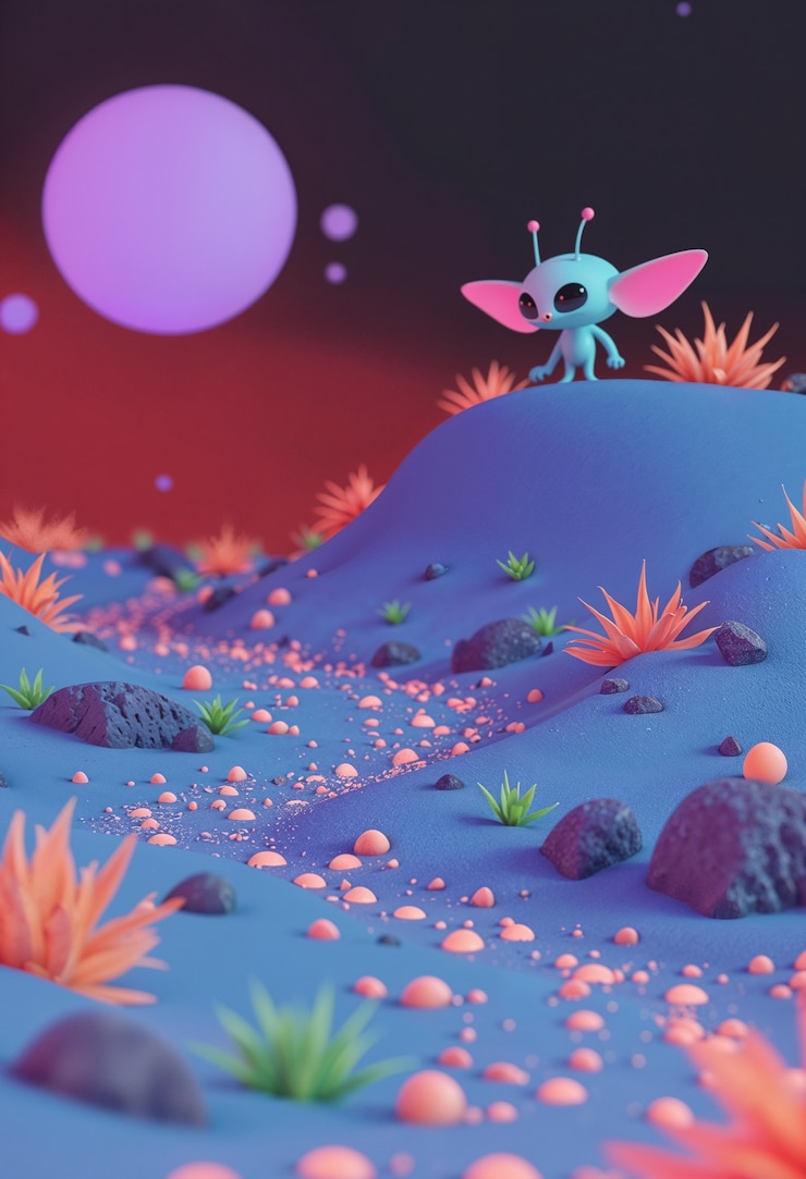 Free Photo cheerful 3d alien world