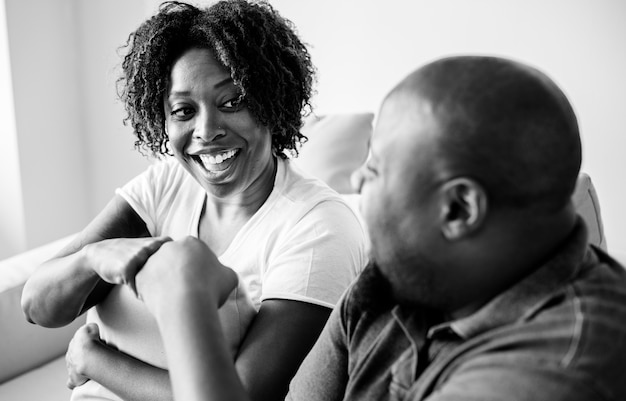 A cheerful black couple