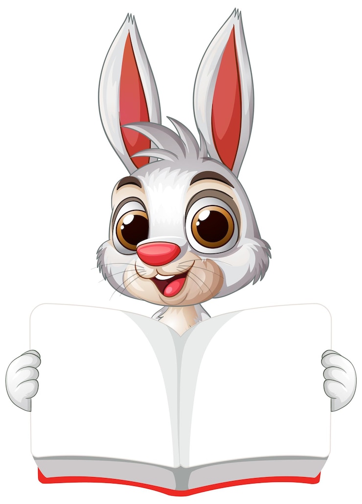 Free Photo cheerful bunny reading a book