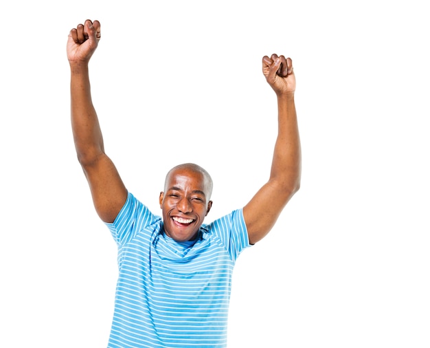 Free photo cheerful casual african man celebrating