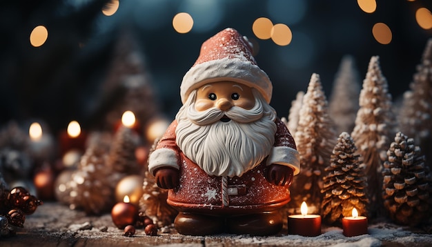 Foto gratuita celebrazione allegra notte d'inverno candela incandescente regalo di decorazione di natale generato da intelligenza artificiale