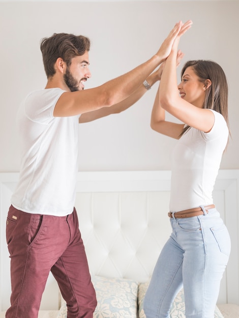 Cheerful couple having fun