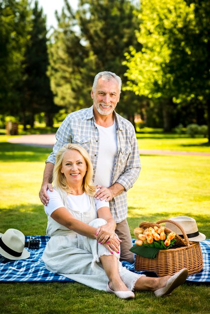 Cheerful couple looking at the camera