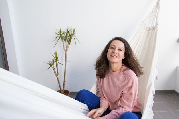 Cheerful excited woman enjoying vacation