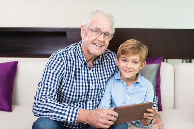 cheerful frame grandparent bonding looking