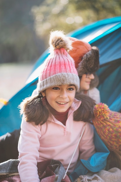 Cheerful girl in nature