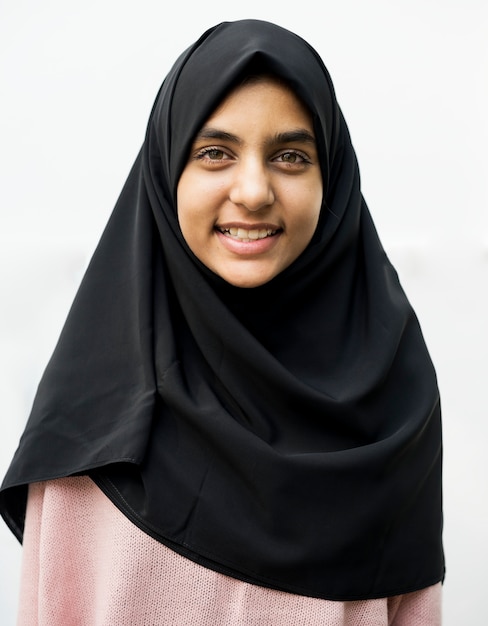 A cheerful Muslim woman