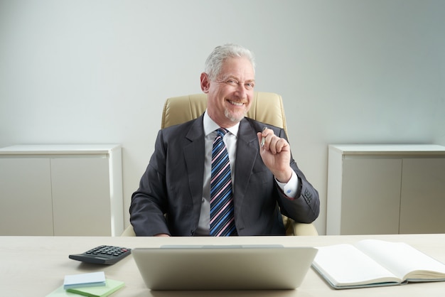 Cheerful Senior Businessman Posing for Photography