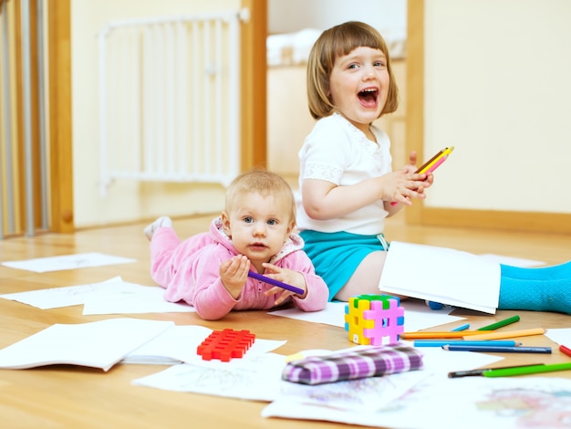 cheerful sibling  in home