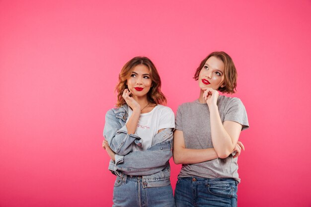 Cheerful two women friends