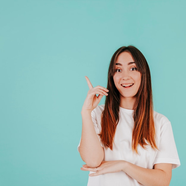 Cheerful woman having idea