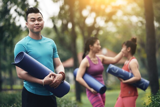 Cheerful yoga instructor