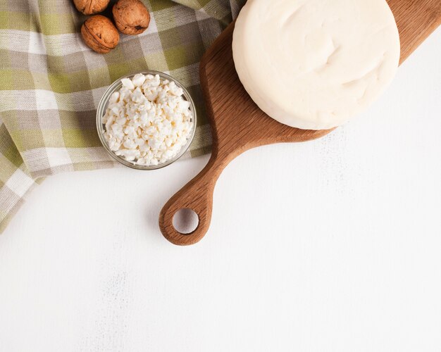 Cheese and nuts snack top view