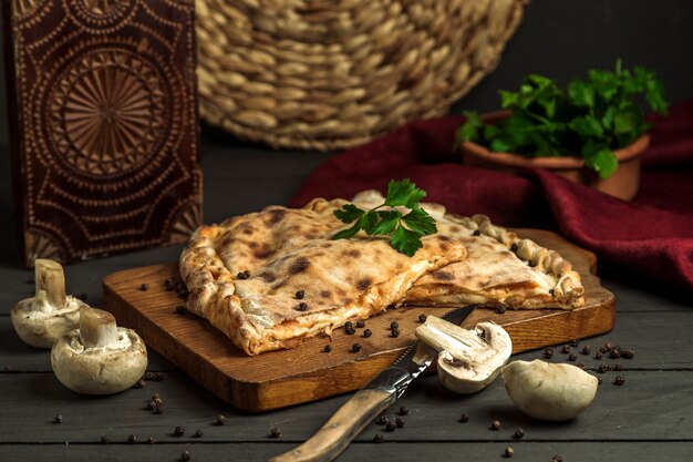 Cheese stuffed bread garnished with parsley