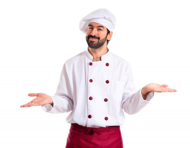 Chef having doubts over white background