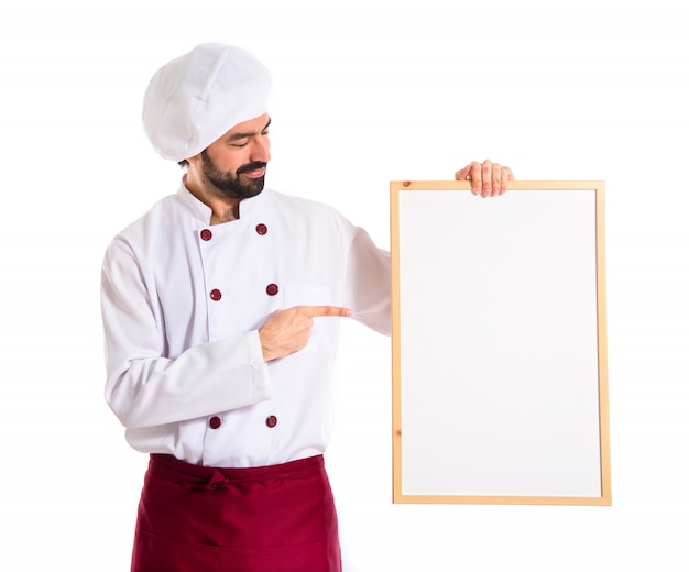 Chef holding empty placard