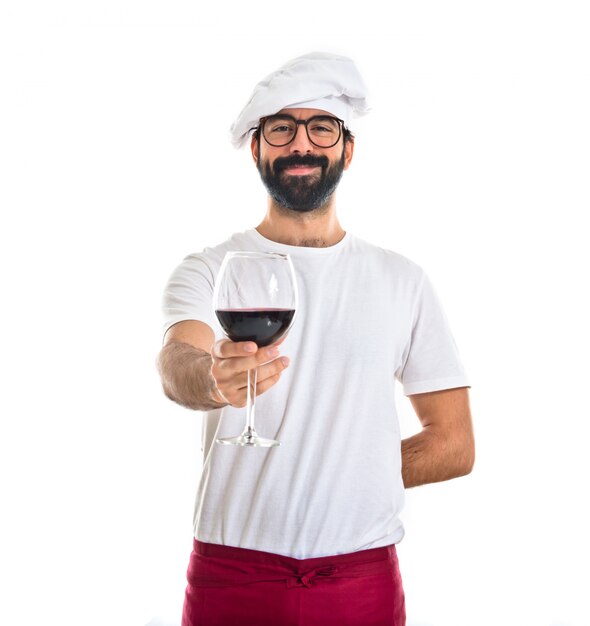 Chef holding wine glass