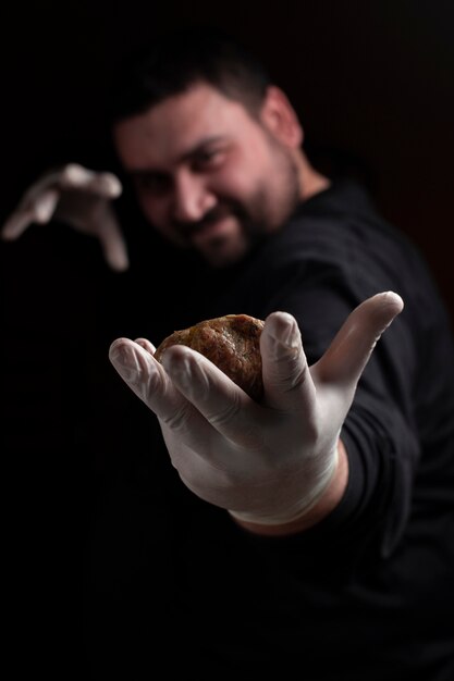 Chef making meat balls