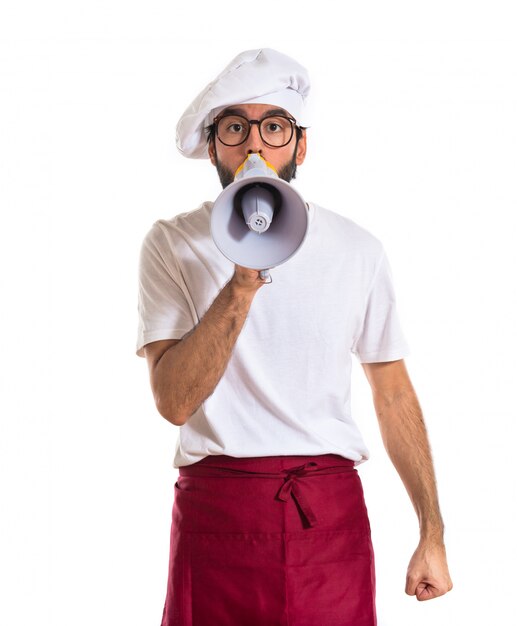 Chef shouting by megaphone