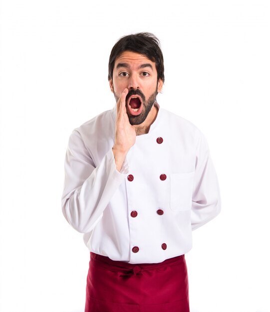 Chef shouting over white background