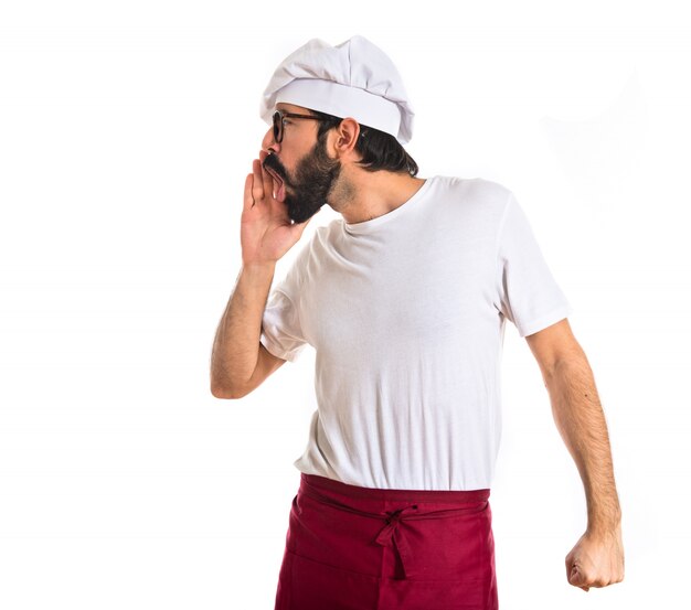 Chef shouting over white background