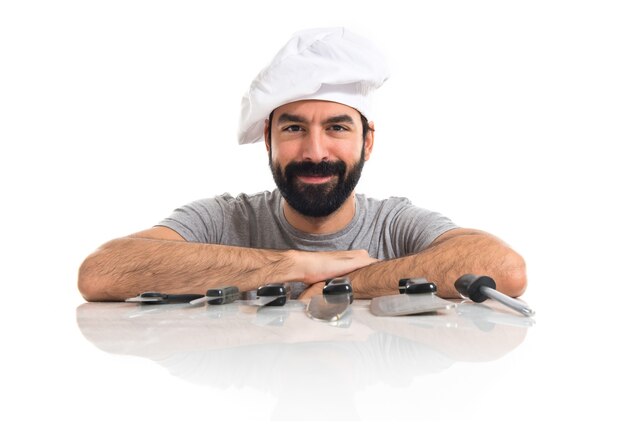 Chef with his knives