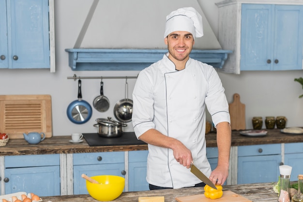 Chef working in kitchen