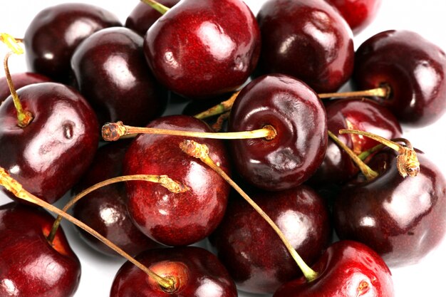 cherries on white