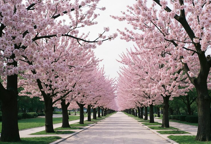 無料Photo 桜の花の道