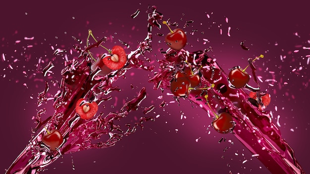 Cherry juice splash background